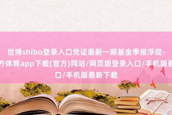 世博shibo登录入口凭证最新一期基金季报浮现-世博官方体育app下载(官方)网站/网页版登录入口/手机版最新下载