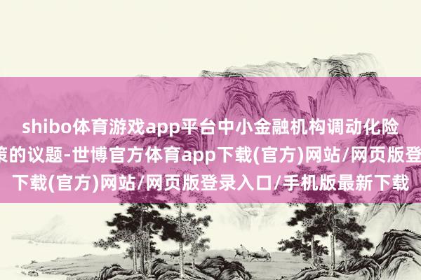 shibo体育游戏app平台中小金融机构调动化险是中国金融监管重心鞭策的议题-世博官方体育app下载(官方)网站/网页版登录入口/手机版最新下载