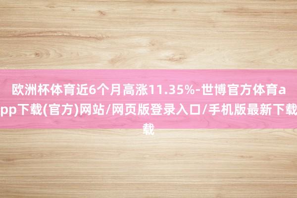 欧洲杯体育近6个月高涨11.35%-世博官方体育app下载(官方)网站/网页版登录入口/手机版最新下载