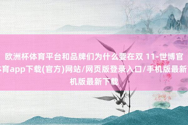 欧洲杯体育平台和品牌们为什么要在双 11-世博官方体育app下载(官方)网站/网页版登录入口/手机版最新下载
