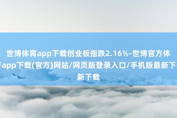 世博体育app下载创业板指跌2.16%-世博官方体育app下载(官方)网站/网页版登录入口/手机版最新下载
